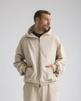 Hoodie zip oversized Cream - C266