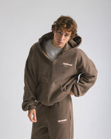 Hoodie zip oversized Brown - C266