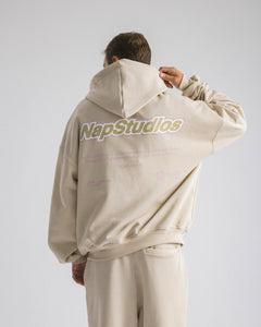 Hoodie zip oversized Cream  - C266
