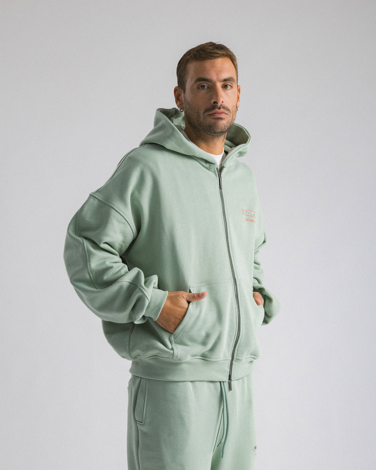 Hoodie zip oversized Mint - C266