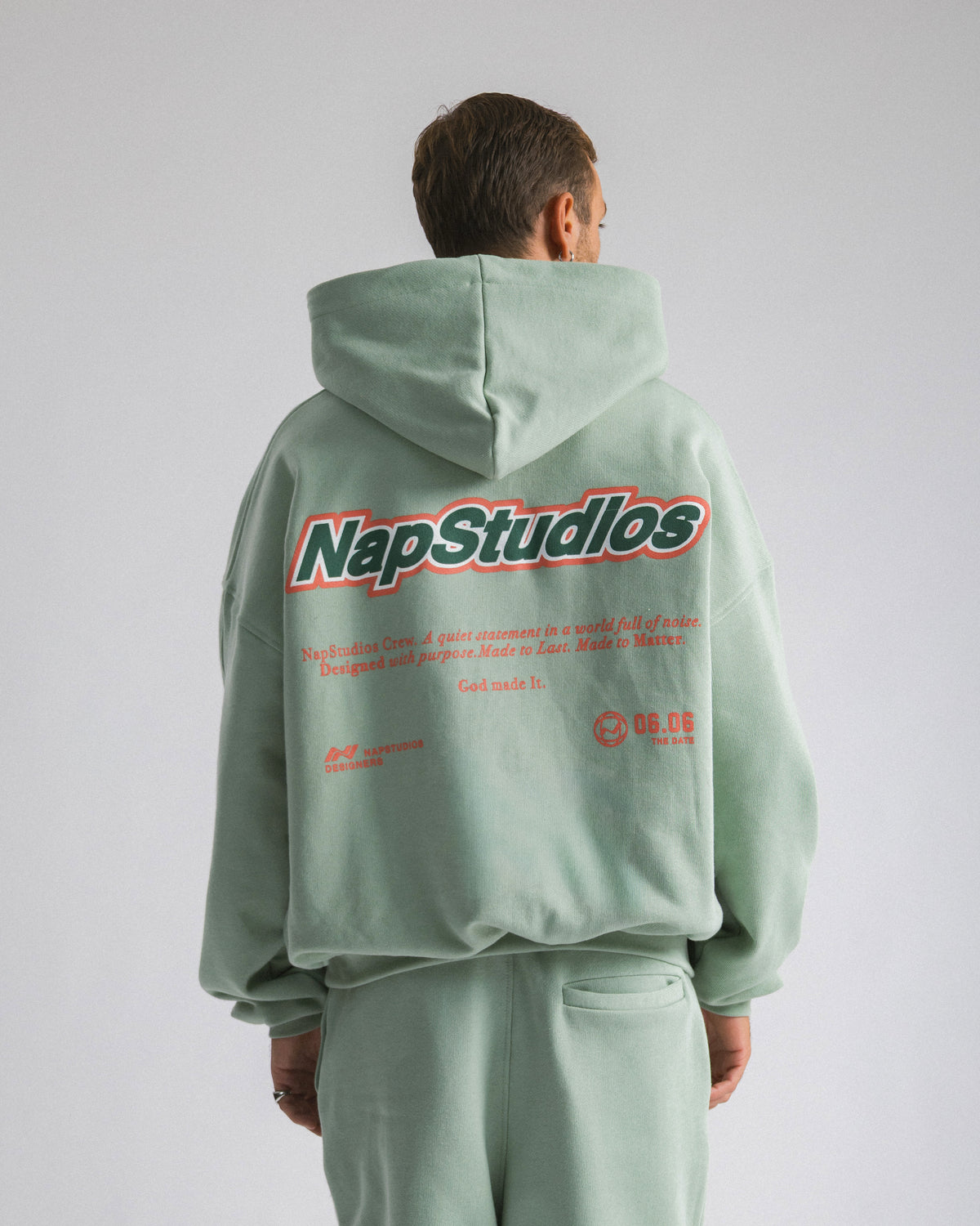 Hoodie zip oversized Mint - C266