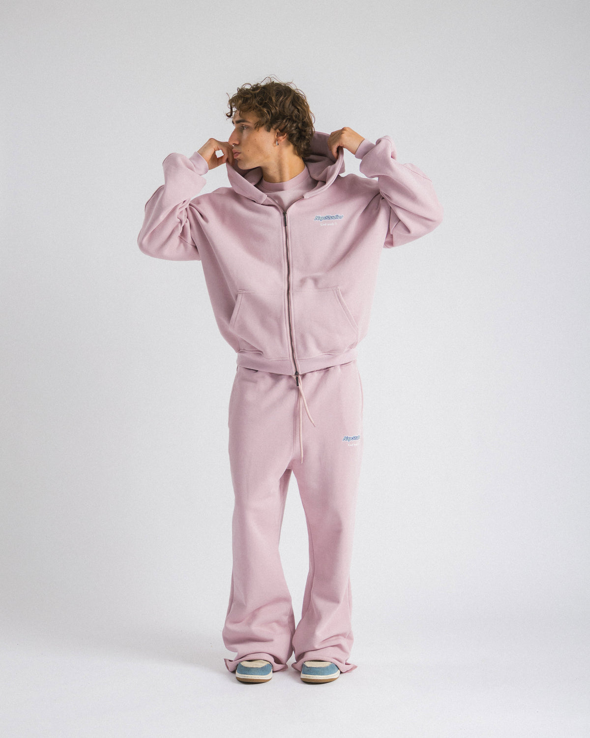 Hoodie zip oversized Pink - C266