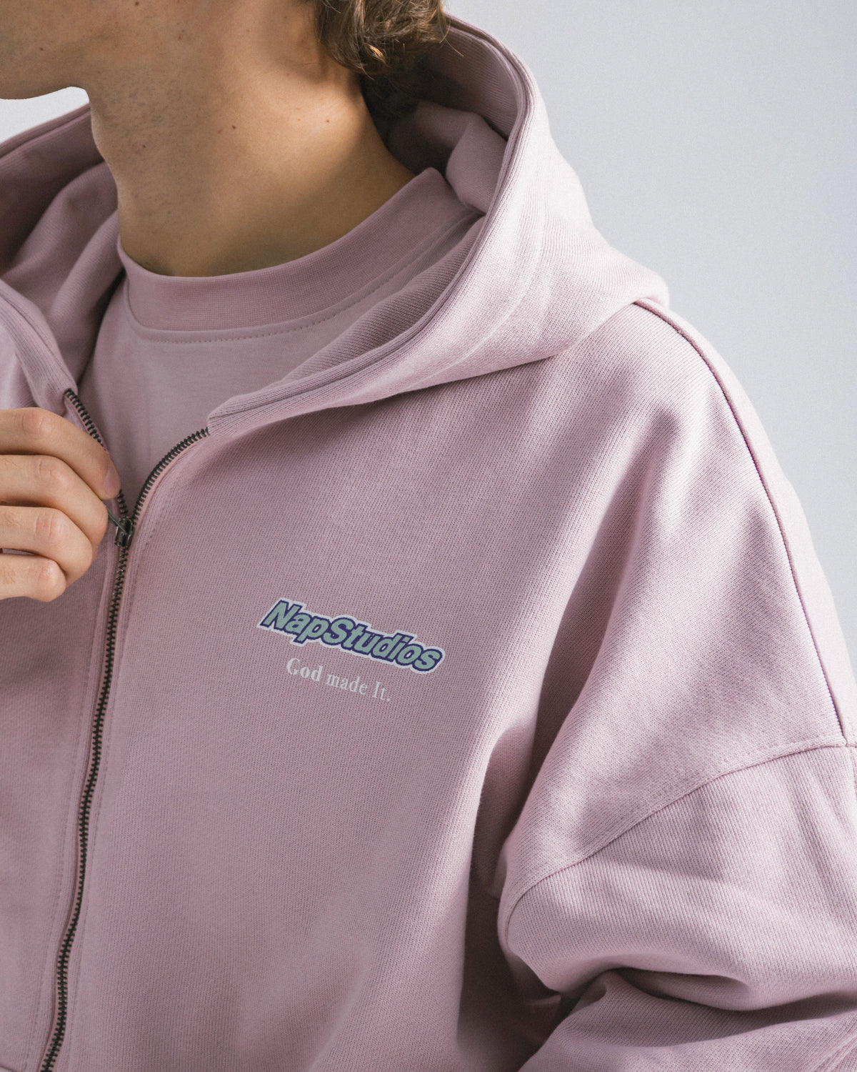 Hoodie zip oversized Pink - C266