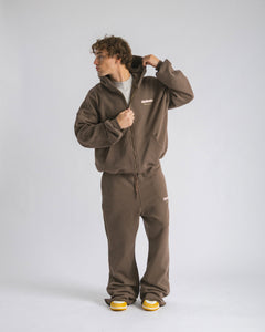 Hoodie zip oversized Brown - C266