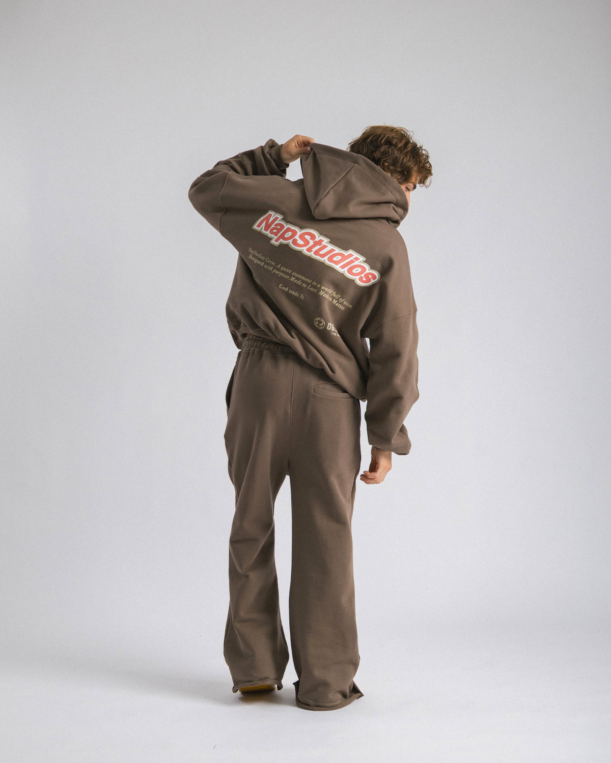 Hoodie zip oversized Brown - C266