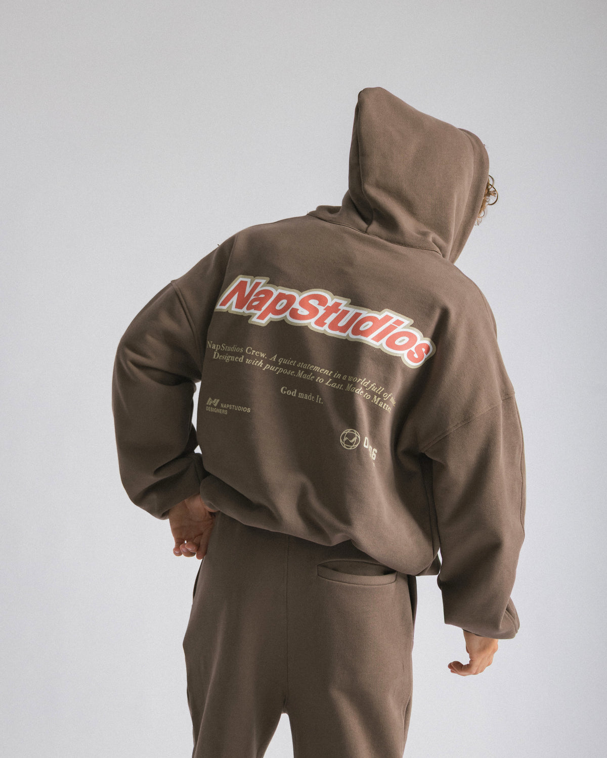Hoodie zip oversized Brown - C266