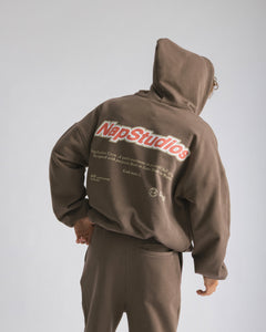 Hoodie zip oversized Brown - C266