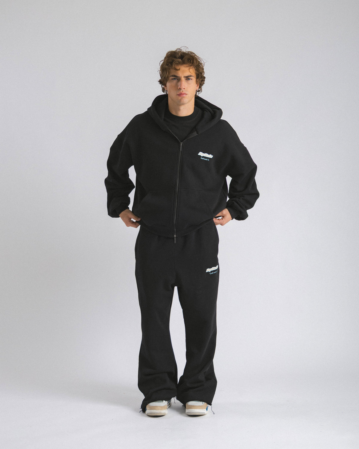 Hoodie zip oversized Black - C266