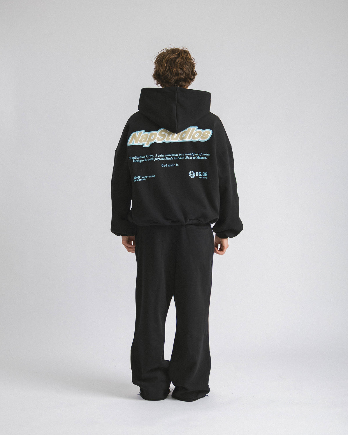 Hoodie zip oversized Black - C266
