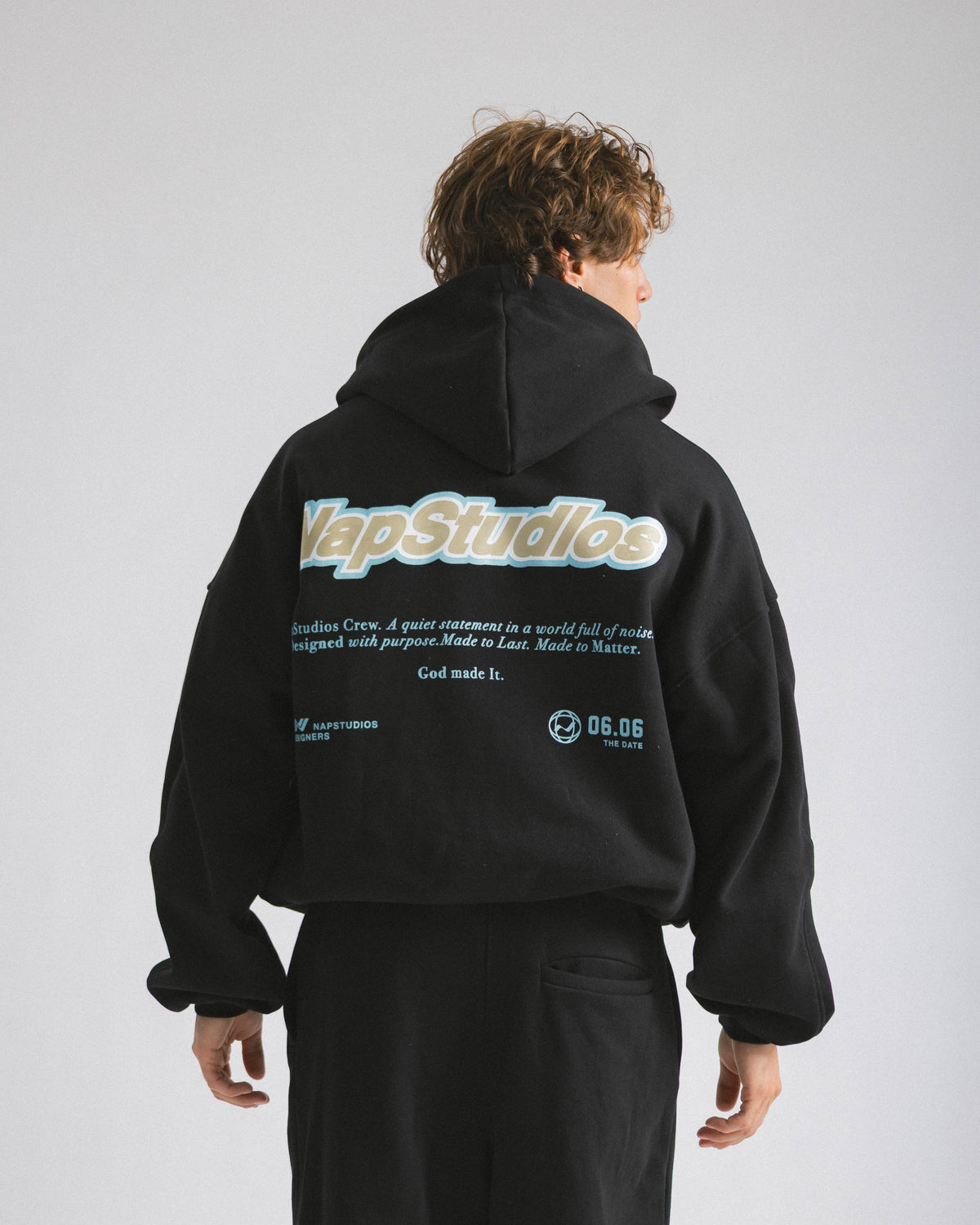 Hoodie zip oversized Black - C266